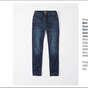 Mid Rise Super Skinny Ankle Abercrombie Jeans